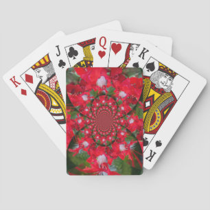 Natürliche Rote Blume Weiße Feder Kaleidoskop Kuns Spielkarten