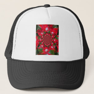 Natürliche Rote Blume Weiße Feder Kaleidoskop Kuns Truckerkappe