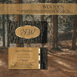 Natürliche, rustikale Baumrinde-Goldgrenze mit Mon Visitenkarte