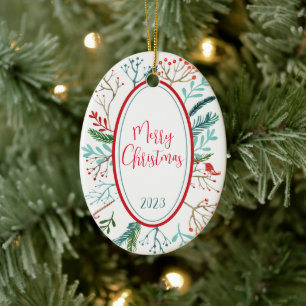 Natürliche rustikale Weihnachten Keramik Ornament