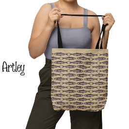 Natürliche Sardinische Art Muster Fische Zeichnung Tasche