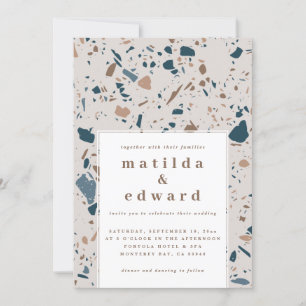 Natürliche Terrazzo Typografie Moderne Hochzeit Ankündigung