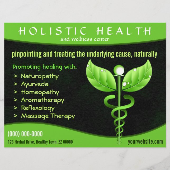 Natürliche Therapie Green Caduceus Symbol Horizont Flyer (Vorne)
