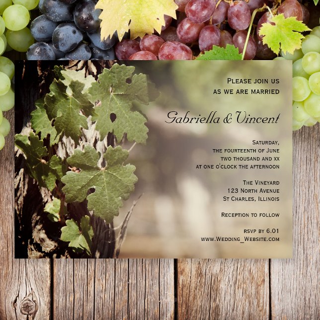 Natürliche Trauben Blätter Weinberg Hochzeit Einladung (Von Creator hochgeladen)
