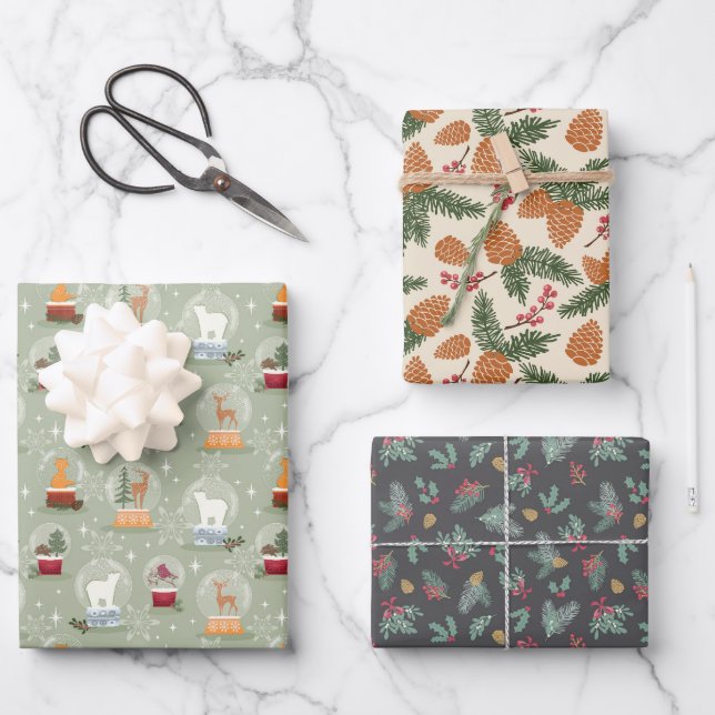 Natürliche Weihnachten Geschenkpapier Set (Vorderseite)