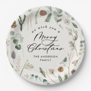 Natürliche Weihnachten minimalistisch botanisch Pappteller
