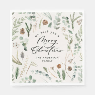 Natürliche Weihnachten minimalistisch botanisch Serviette
