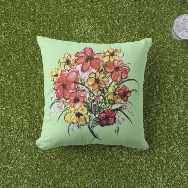 Natürliche Wildblumen Wasserfarbene Blumenstrauß Kissen (Golfball-Marker)