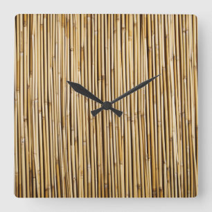Natürlicher BambusZen-Hintergrund kundengebundene Quadratische Wanduhr