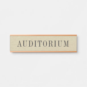 Natürlicher Beige Leinenstoff mit grauer Typografi Türschild