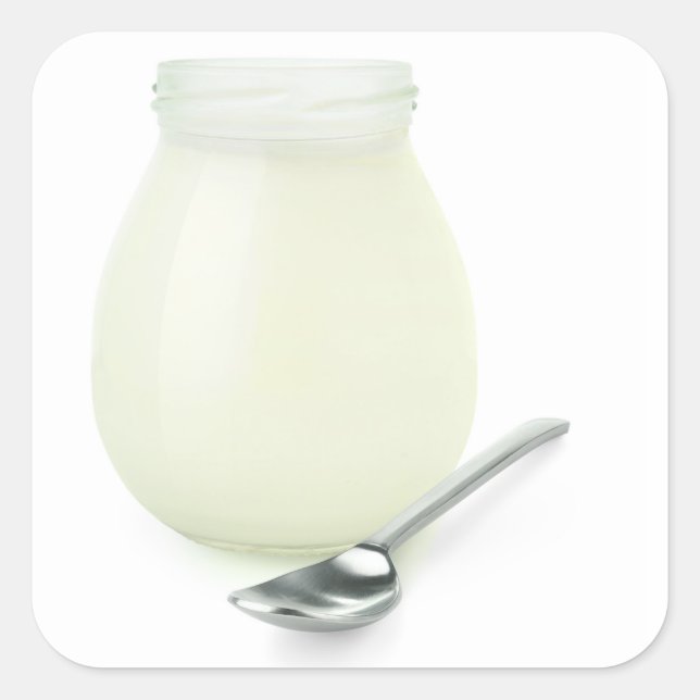 Natürlicher Jogurt Quadratischer Aufkleber (Vorderseite)