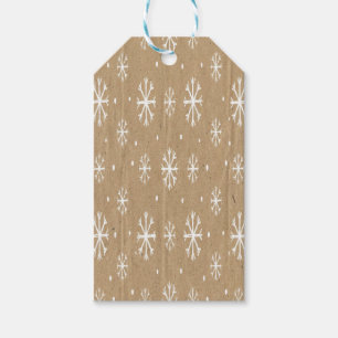 Natürlicher Kraft-Stil mit weißem Schneeflockenmus Geschenkanhänger