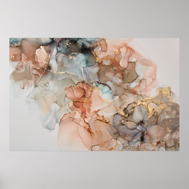 Natürlicher Luxus abstrakte Flüssigkunstmalerei in Poster (Vorne)