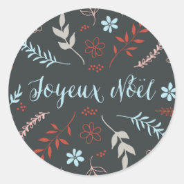 Natürlicher Noël Weihnachtsurlaub in Slate Runder Aufkleber
