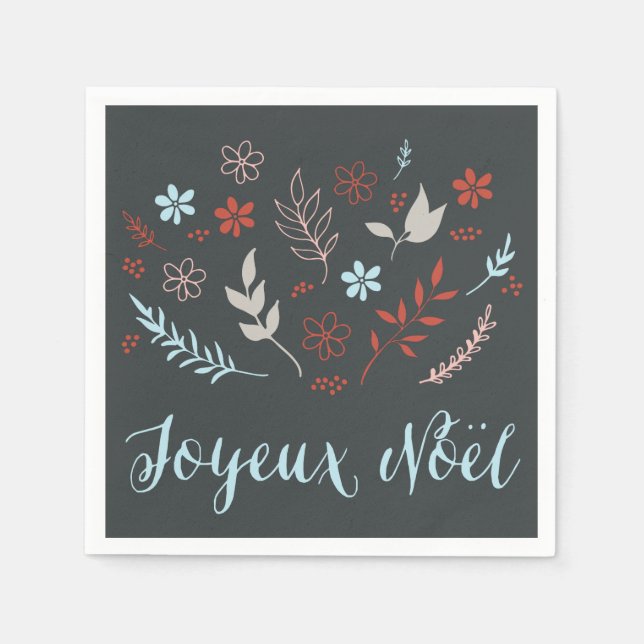 Natürlicher Noël Weihnachtsurlaub in Slate Serviette (Vorderseite)