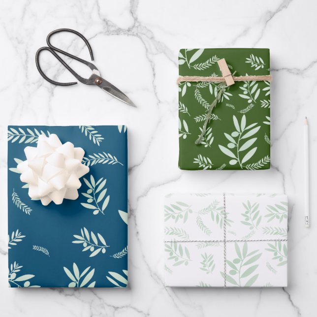 Natürlicher Olivenzweig Geschenkpapier Set (Vorderseite)
