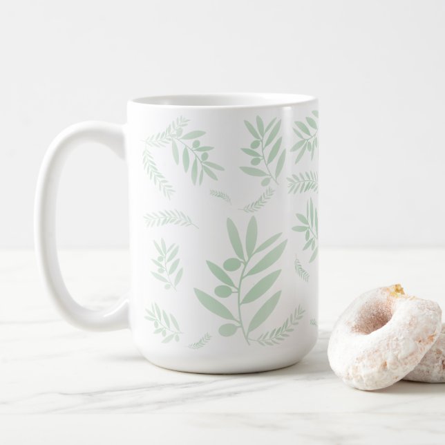 Natürlicher Olivenzweig Kaffeetasse (Mit Donut)