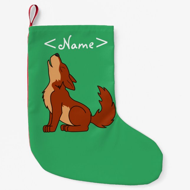 Natürlicher roter heulender Wolf-Welpe Kleiner Weihnachtsstrumpf (Vorderseite)