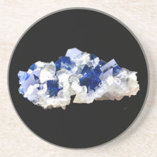 Natürlicher tiefblauer Fluoritkristall Ozean Energ Getränkeuntersetzer