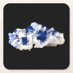 Natürlicher, transparenter Deep Blue Flourite Unte Rechteckiger Pappuntersetzer