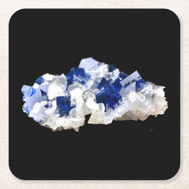 Natürlicher, transparenter Deep Blue Flourite Unte Rechteckiger Pappuntersetzer (Vorderseite)