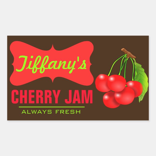 Natürliches Bio | Cherry Jam | Handgefertigte Marm Rechteckiger Aufkleber (Vorderseite)