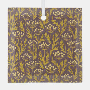 Natürliches Blumenmuster: Goldene Akzente Dunkle L Ornament Aus Glas