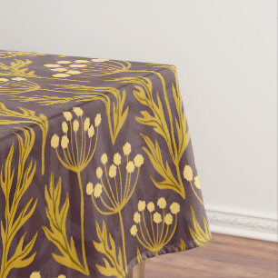 Natürliches Blumenmuster: Goldene Akzente Dunkle L Tischdecke