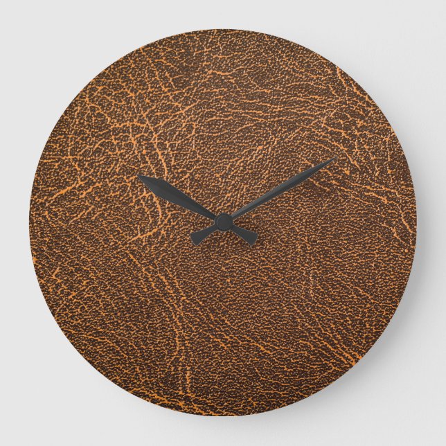 Natürliches braunes Leder: Texturierter Hintergrun Große Wanduhr (Vorderseite)