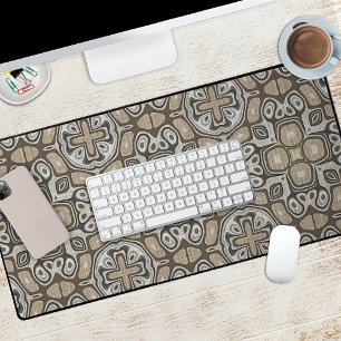 Natürliches Grau Taupe Beige Braun Tribal Art Must Schreibtischunterlage