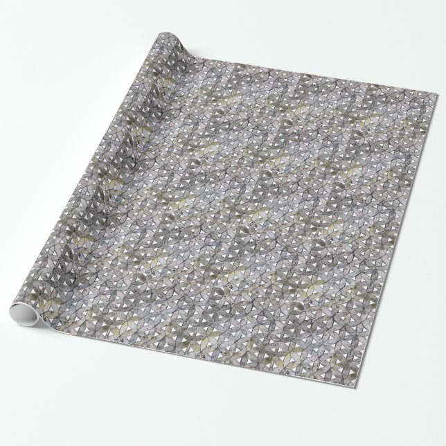Natürliches graues Steinmosaik, Blume des Lebens Geschenkpapier (Ungerollt)