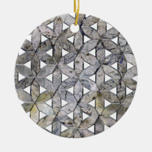 Natürliches graues Steinmosaik, Blume des Lebens Keramik Ornament