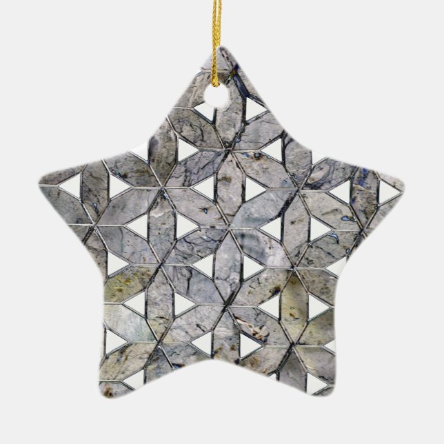 Natürliches graues Steinmosaik, Blume des Lebens Keramik Ornament (Vorne)