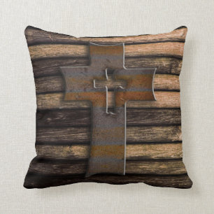 Natürliches hölzernes Kreuz Browns Kissen