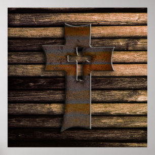 Natürliches hölzernes Kreuz Browns Poster