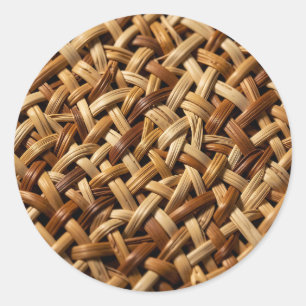 Natürliches Rattan-Flechtmuster-Textur Runder Aufkleber