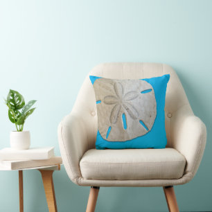 Natürliches Sand-Dollar-Blau-Strand-Dekor-Wurfkiss Kissen