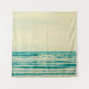 Natürliches tropisches Meer und Strand mit Wind in Wandteppich