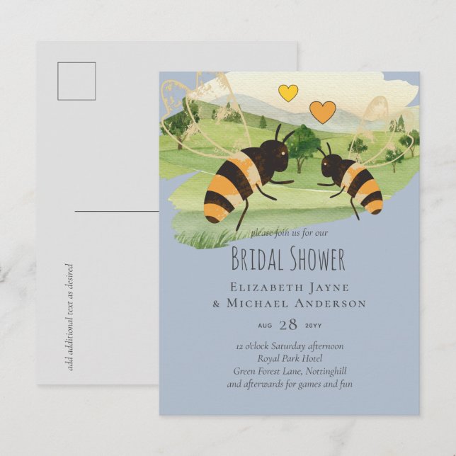 Naturliebhaber Die Bienen auf dem Lande Hochzeit Postkarte (Vorne/Hinten)