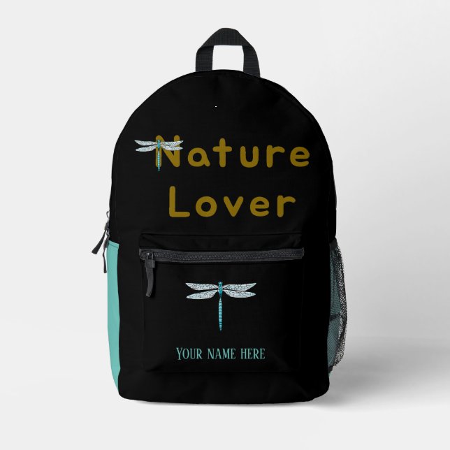 Naturliebhaber, Libelle (Name) Bedruckter Rucksack (Vorderseite)