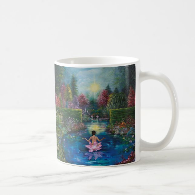 Naturmalerei - Lotosgartendame Kaffeetasse (Rechts)