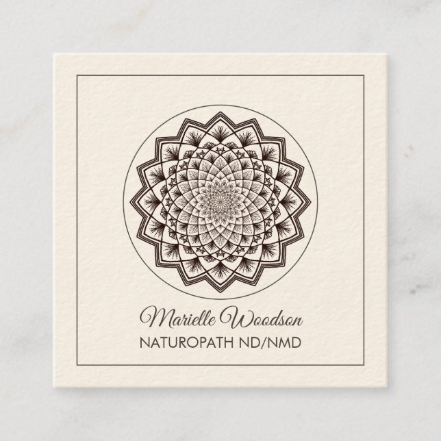 Naturopathischer Arzt Mandala | Creme Quadratische Visitenkarte (Vorderseite)