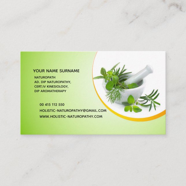 Naturopathy, holistisches Heilen, Aromatherapie Terminkarte (Vorderseite)