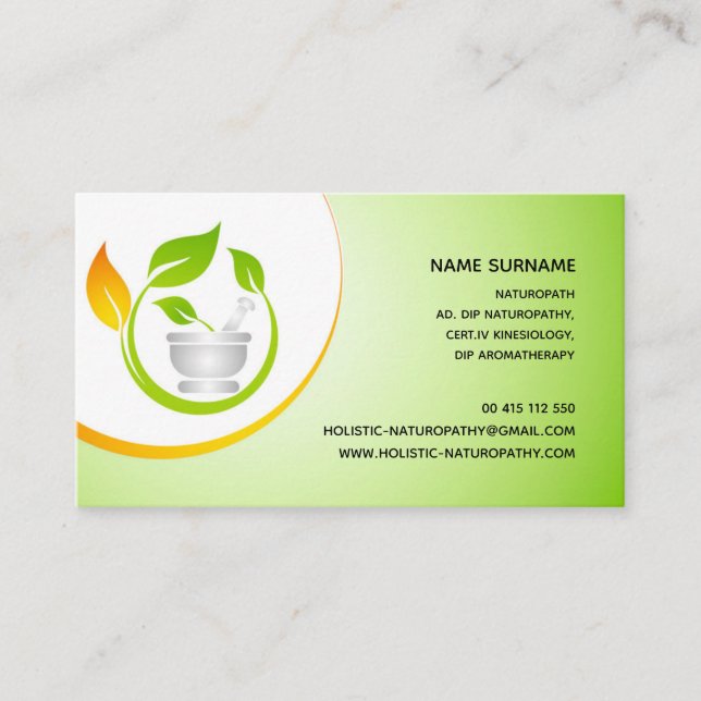 Naturopathy, holistisches Heilen, Aromatherapie Terminkarte (Vorderseite)