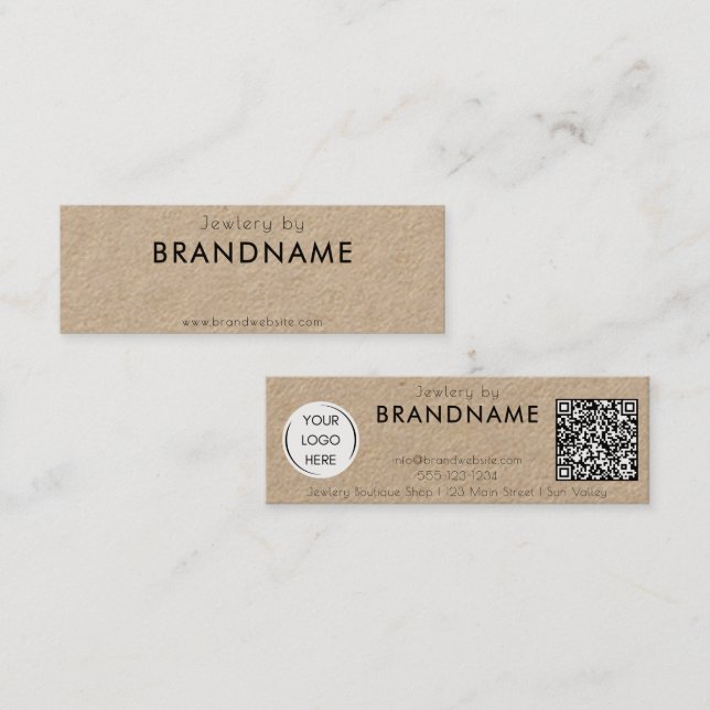 Naturpapier Premium Kraft, QR-Code-Visitenkarte Mini Visitenkarte (Vorne/Hinten)