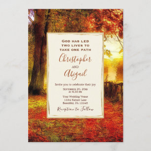 Naturpfad Herbstläufe fallen Christliche Hochzeit Einladung