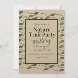 Naturpfad Wald Blatt Geburtstag Rustikal Einladung