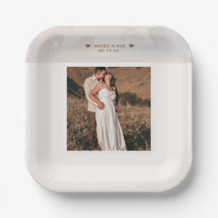 Naturpferde Hochzeit Foto nach Maß hinzufügen Pappteller