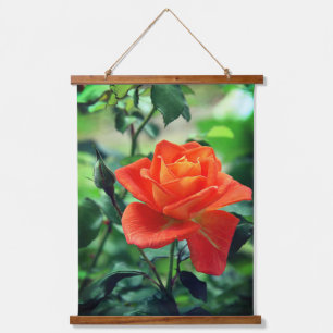 Naturrosa-Rose-Blume Wandteppich Mit Holzrahmen