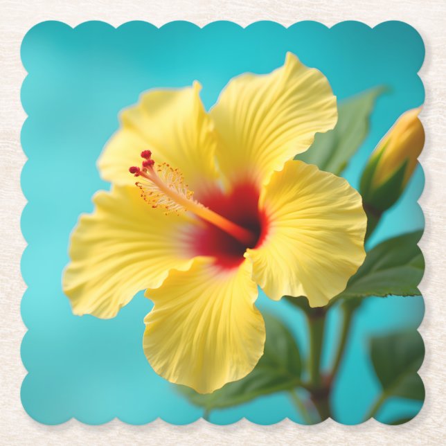 Naturschatz: Gelber Hibiskus Harmonie Untersetzer (Vorderseite)